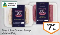 Foodworks Slape & sons gourmet sausage varieties offer