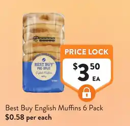 Foodworks Best Buy English Muffins 6 Pack offer