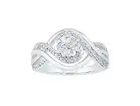 Bevilles Jewellery Sterling Silver Diamond Set Wave Ring offer