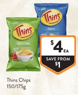 Foodworks Thins chips offer
