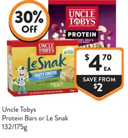 Foodworks Uncle tobys protein bars or le snak offer