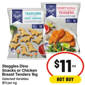 IGA Steggles Dino Snacks or Chicken Breast Tenders offer