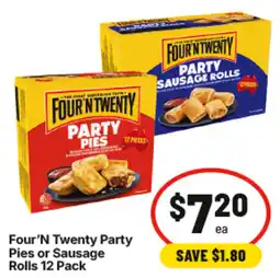 IGA Four N Twenty Party Pies or Sausage Rolls offer