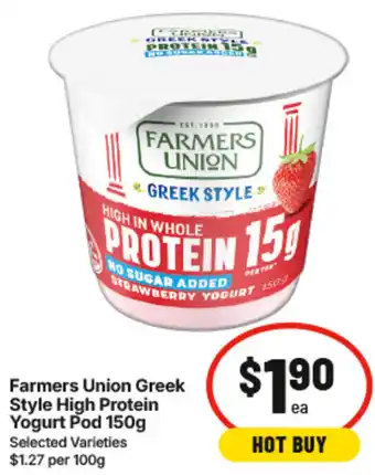 IGA Farmers Union Greek Style High Protein Yogurt Pod offer