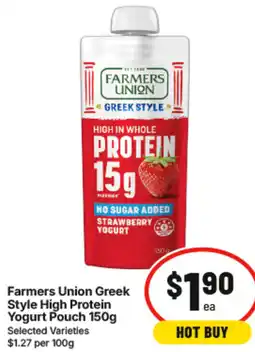IGA Farmers Union Greek Style High Protein Yogurt Pouch offer