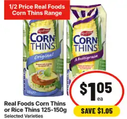 IGA Real Foods Corn Thins or Rice Thins offer