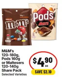 IGA M&Ms Pods or Maltesers Share Pack offer