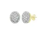 Bevilles Jewellery 9ct Yellow Gold 0.50ct Diamond Miracle Claw Oval Stud Earrings offer