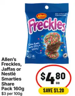 IGA Allens Freckles Jaffas or Nestlé Smarties Share Pack offer