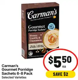 IGA Carmans Gourmet Porridge Sachets offer