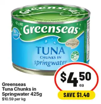 IGA Greenseas Tuna Chunks in Springwater offer
