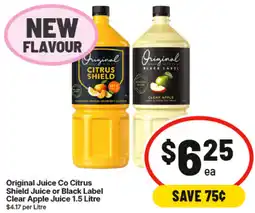 IGA Original Juice Co Citrus Shield Juice or Black Label Clear Apple Juice offer