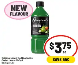 IGA Original juice co goodness green juice offer