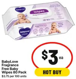 IGA BabyLove Fragrance Free Baby Wipes offer