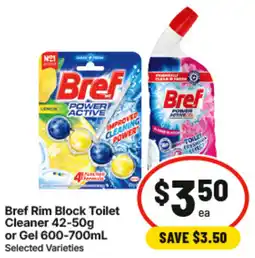IGA Bref Rim Block Toilet Cleaner or Gel offer