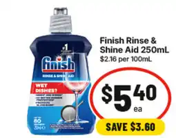 IGA Finish rinse & shine aid offer