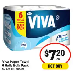 IGA Viva Paper Towel 6 Rolls Bulk Pack offer