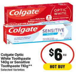 IGA Colgate Optic White Toothpaste or Sensitive Toothpaste offer