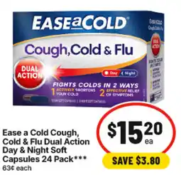 IGA Ease a Cold Cough Cold & Flu Dual Action Day & Night Soft Capsules offer
