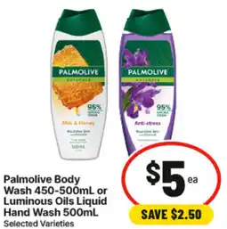 IGA Palmolive Body Wash or Luminous Oils Liquid Hand Wash offer