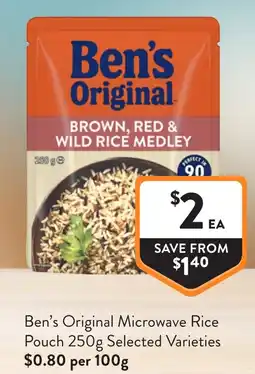 Foodworks Bens Original Microwave Rice Pouch offer
