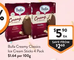 Foodworks Bulla Creamy Classics Ice Cream Sticks offer