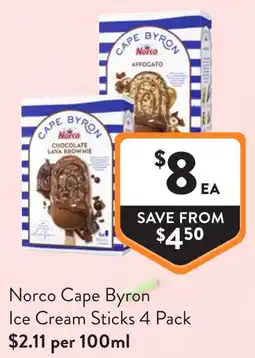Foodworks Norco Cape Byron Ice Cream Sticks offer