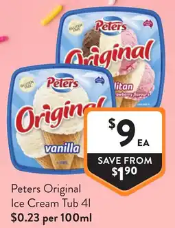 Foodworks Peters Original Ice Cream Tub offer