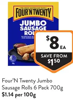 Foodworks Four N Twenty Jumbo Sausage Rolls offer