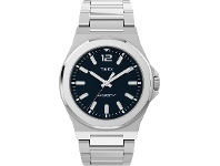 Timex Essex Ave Thin Chrome Case Blue Dial Stainless Steel Bracelet