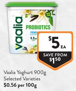 Foodworks Vaalia Yoghurt Selected Varieties offer
