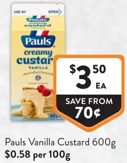 Foodworks Pauls Vanilla Custard offer