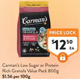 Foodworks Carmans Low Sugar or Protein Rich Granola Value Pack offer