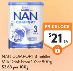 Foodworks Nan comfort 3 toddler milk drink from 1 year offer