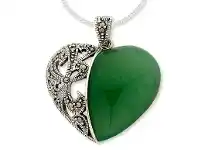 Bevilles Jewellery Sterling Silver Necklace Jade and Marquisite Necklace offer