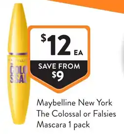 Foodworks Maybelline New York The Colossal or Falsies Mascara offer