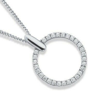 Prouds Sterling Silver Cubic Zirconia Circle on Bar Pendant offer
