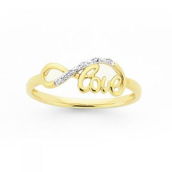 Prouds 9ct Gold Diamond 'Love' Infinity Ring offer