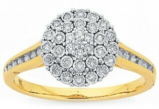 Prouds 9ct Gold Diamond Cluster Dress Ring offer