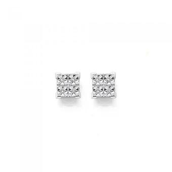 Prouds 9ct Gold Diamond Miracle Set Square Shape Stud Earrings offer