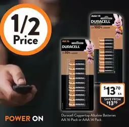 Foodworks Duracell Coppertop Alkaline Batteries AA or AAA offer