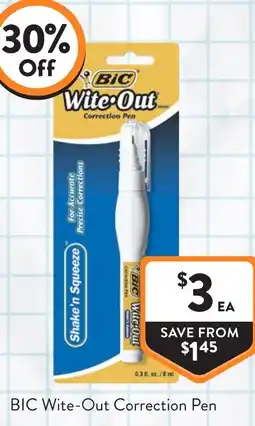Foodworks Bic wite-out correction pen offer