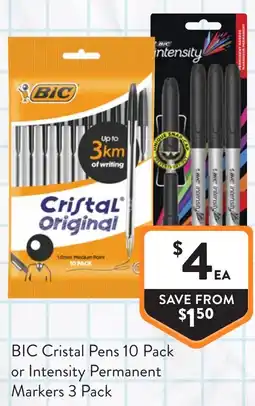 Foodworks Bic cristal pens or intensity permanent markers offer