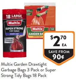 Foodworks Multix Garden Drawtight Garbage Bags or Super Strong Tidy Bags offer