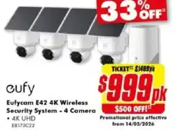 The Good Guys Eufycam E42 4K Wireless Security System 4 Camera offer