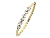 Bevilles Jewellery 9ct Yellow Gold Silver Infused 6 Bezel Cubic Zirconia Oval Bangle offer