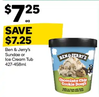 Woolworths Ben & Jerry’s Sundae or Ice Cream Tub offer