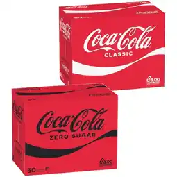 Woolworths Coca-Cola Classic, Diet or Zero Sugar Soft Drink Varieties 30 x 375ml offer