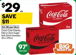 Woolworths Coca Cola Classic Diet or Zero Sugar Soft Drink Varieties offer