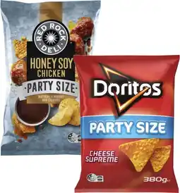 Coles Smith's Crinkle Cut Potato Chips or Doritos Big Bag 380g or Red Rock Deli Potato Chips 290g offer